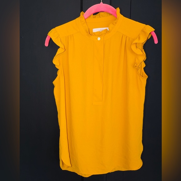 LOFT Tops - LOFT Women's Ruffled mustard Top